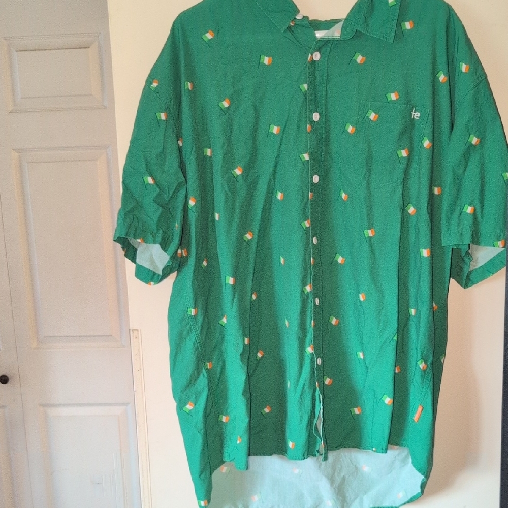 Tipsy Elves Green and Orange Patterned Men's Shirt